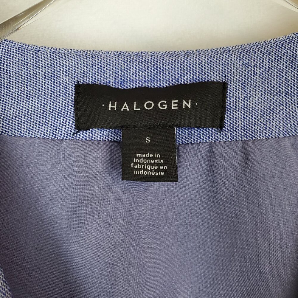 Halogen Blue Chambray Puff Sleeve Wrap Shirt Jacket - Picture 3 of 5